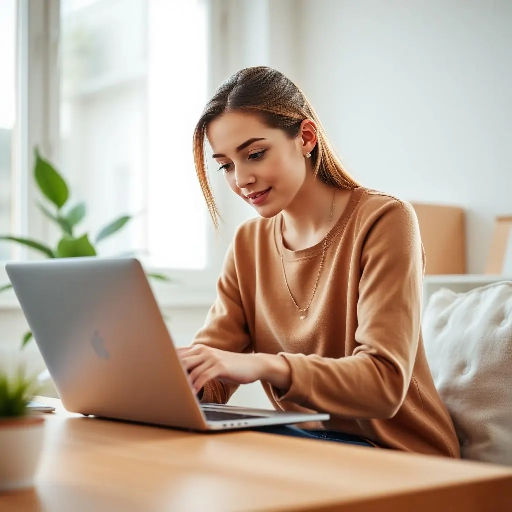 Woman applying online from her laptop at home